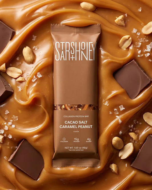 Cacao Salt Caramel Peanut Protein Bars – 15g Protein, 4g Sugar + Collagen – 20 Pack