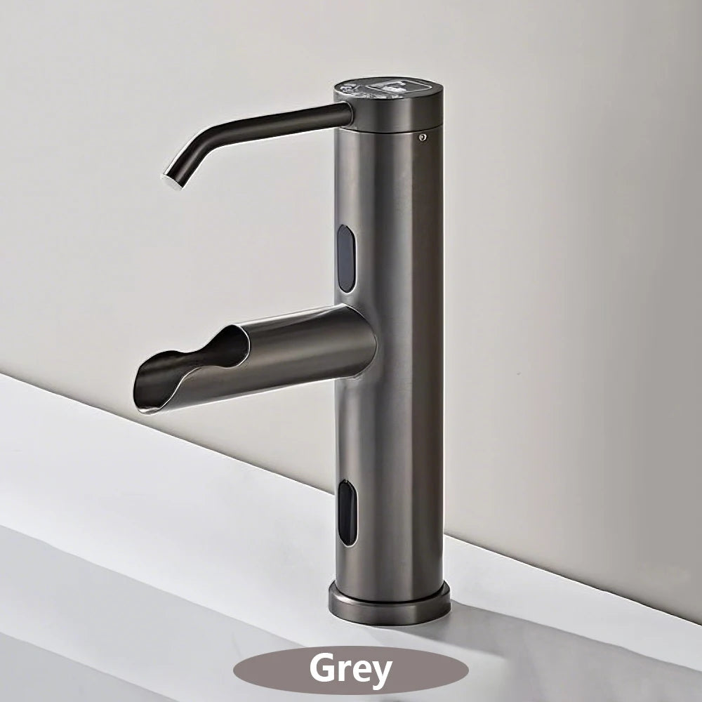 Modern Smart Induction Bathroom Faucet with Soap Dispenser Dual Sensor Washbasin Faucet Automatic Touchless Mixer Basin Sink Tap