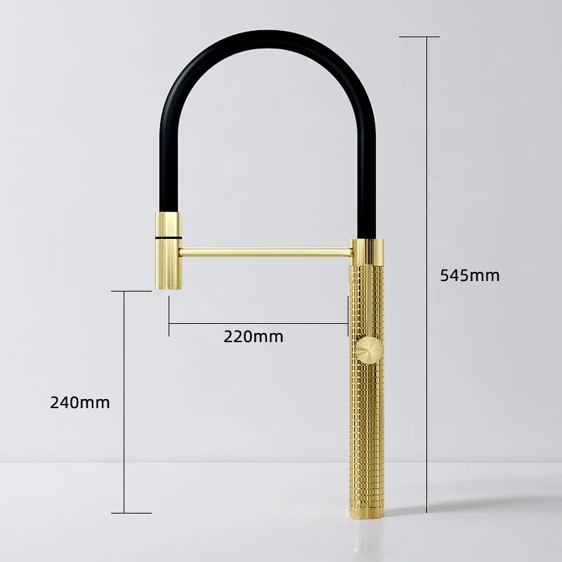 Grey Pull-Down Kitchen Faucet Copper Sink Faucet 360 Degree Sink Faucet Rotating Brushed Gold Sink Faucet Hot And Cold Faucet