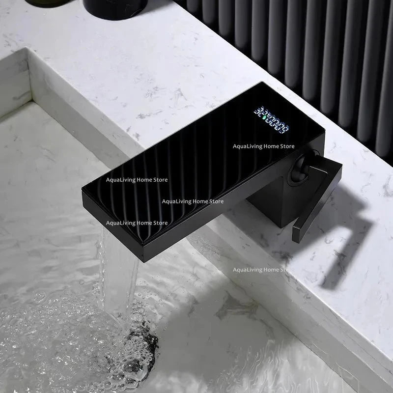 Mirror Washbasin Basin Faucets Intelligent Digital Display Waterfall Basin Faucets Home Improvement Der Wasserhahn YSSLT