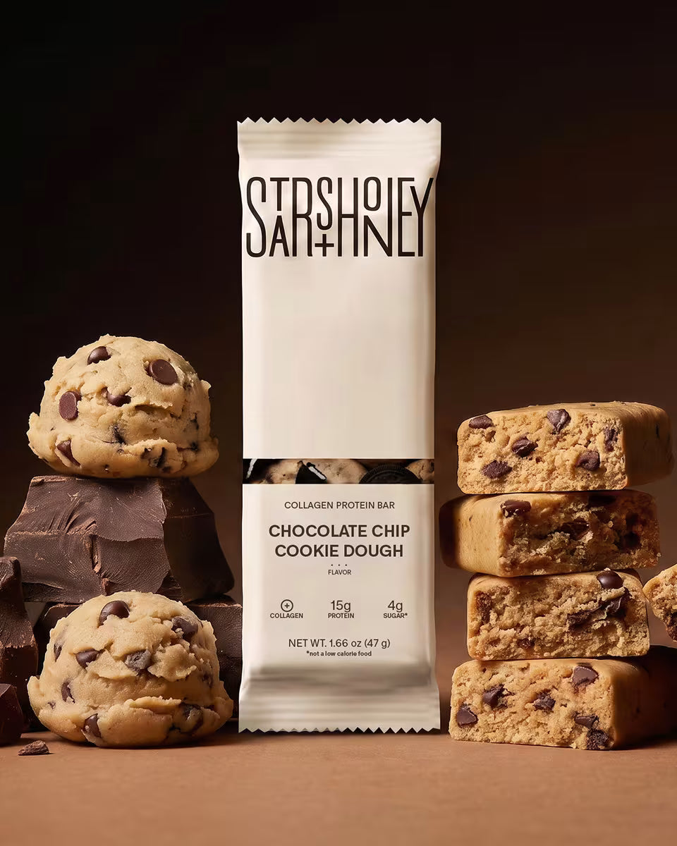 Chocolate Chip Cookie Dough Protein Bars – 15g Protein, 4g Sugar + Collagen – 20 Pack