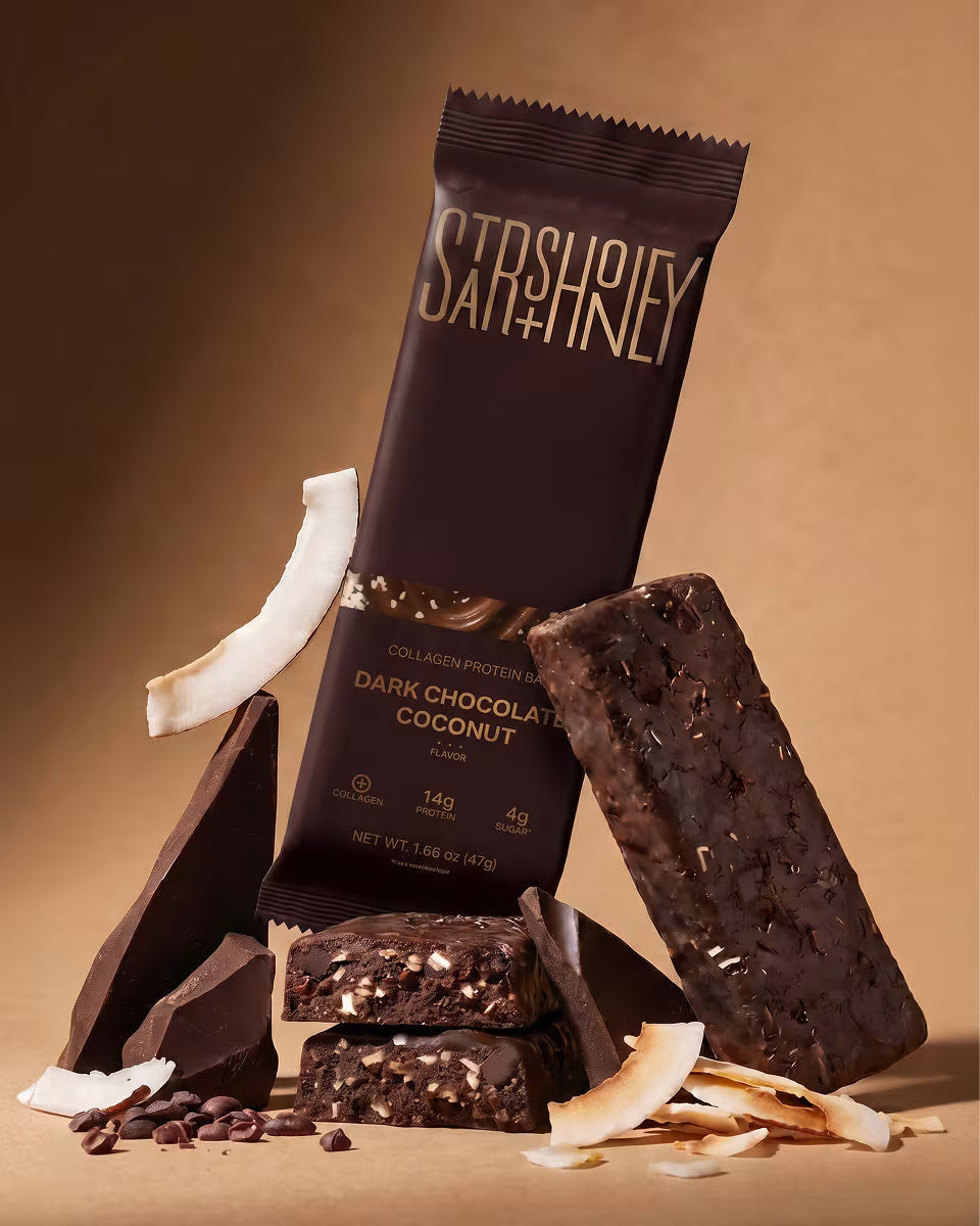 Dark Chocolate Coconut Protein Bars – 14g Protein, 4g Sugar + Collagen – 20 Pack