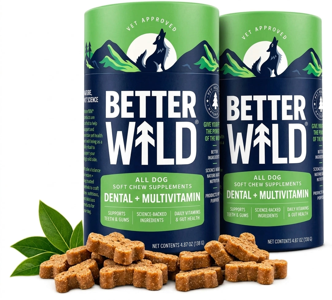 2Pack BetterWild Dental + Multivitamin Dog Dental Care Soft Chews, 60 Ct, All Ages