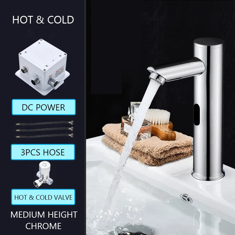 Touchless Faucet Bathroom Smart Infrared Motion Sensor Tap Luxury Brass Battery Grifo Basin Sink Chrome Torneira Modern Faucets