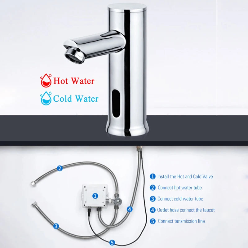Touchless Faucet Bathroom Smart Infrared Motion Sensor Tap Luxury Brass Battery Grifo Basin Sink Chrome Torneira Modern Faucets