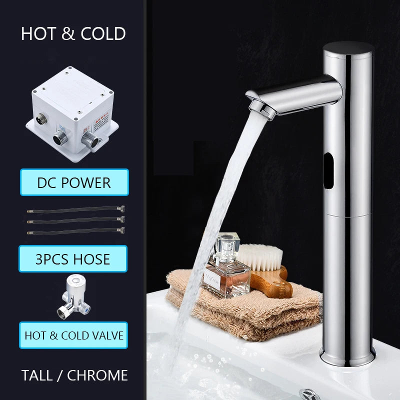 Touchless Faucet Bathroom Smart Infrared Motion Sensor Tap Luxury Brass Battery Grifo Basin Sink Chrome Torneira Modern Faucets