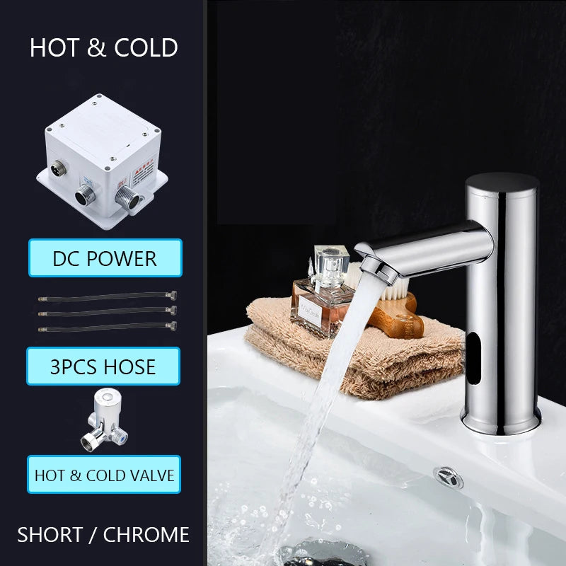 Touchless Faucet Bathroom Smart Infrared Motion Sensor Tap Luxury Brass Battery Grifo Basin Sink Chrome Torneira Modern Faucets