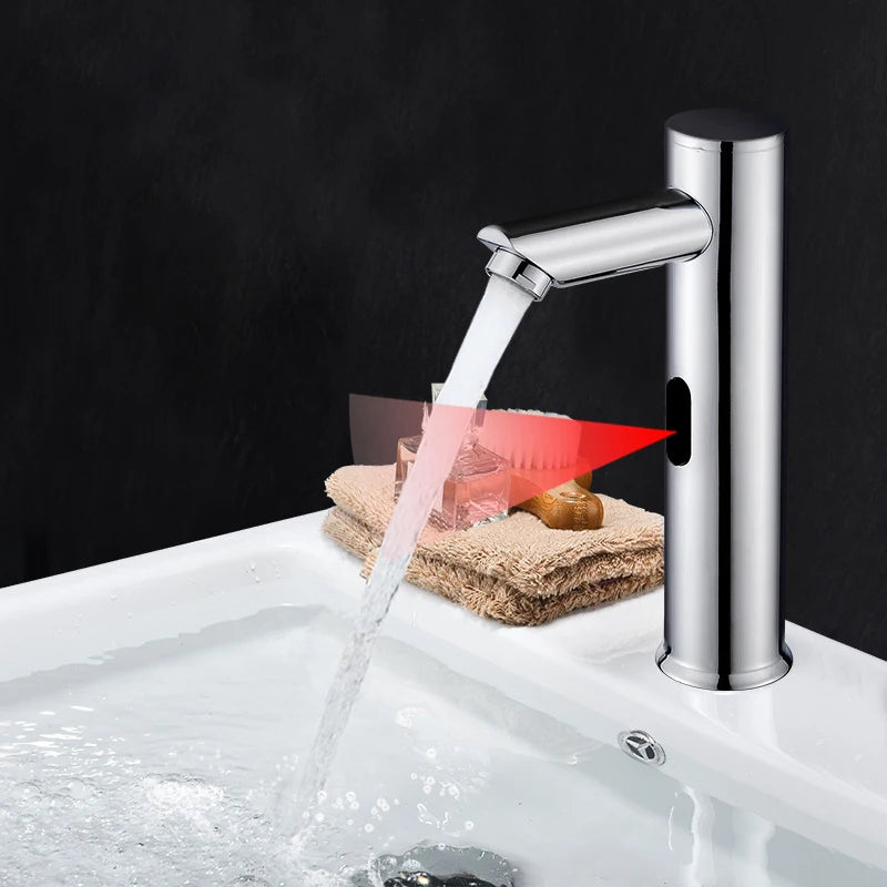 Touchless Faucet Bathroom Smart Infrared Motion Sensor Tap Luxury Brass Battery Grifo Basin Sink Chrome Torneira Modern Faucets