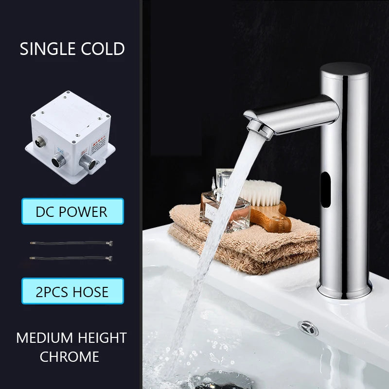Touchless Faucet Bathroom Smart Infrared Motion Sensor Tap Luxury Brass Battery Grifo Basin Sink Chrome Torneira Modern Faucets