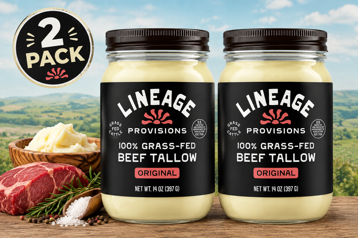 100% Grass-Fed Beef Tallow – Premium Cooking Fat for High-Heat Cooking, Searing, Roasting & Baking – 2 Pack