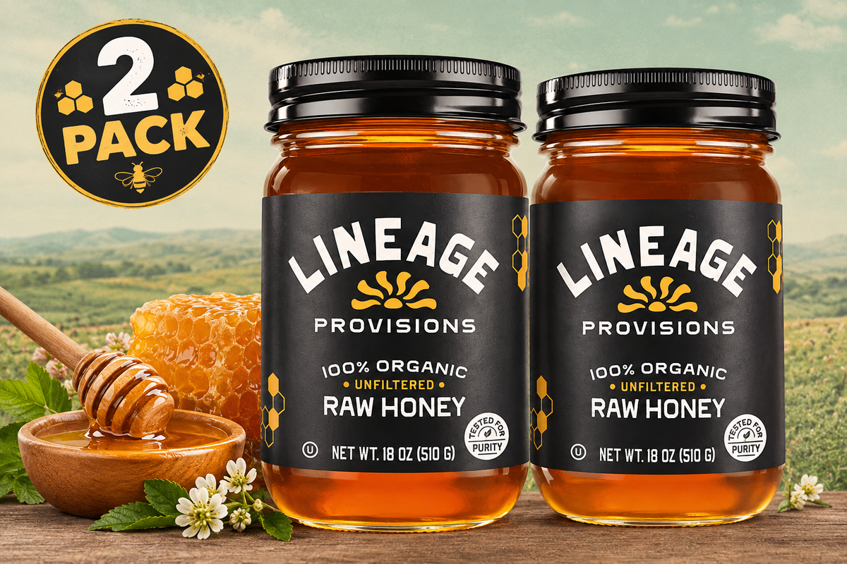 100% Organic Raw Honey – Unfiltered Wildflower Honey – Natural Sweetener for Coffee, Smoothies & Baking – 2 Pack