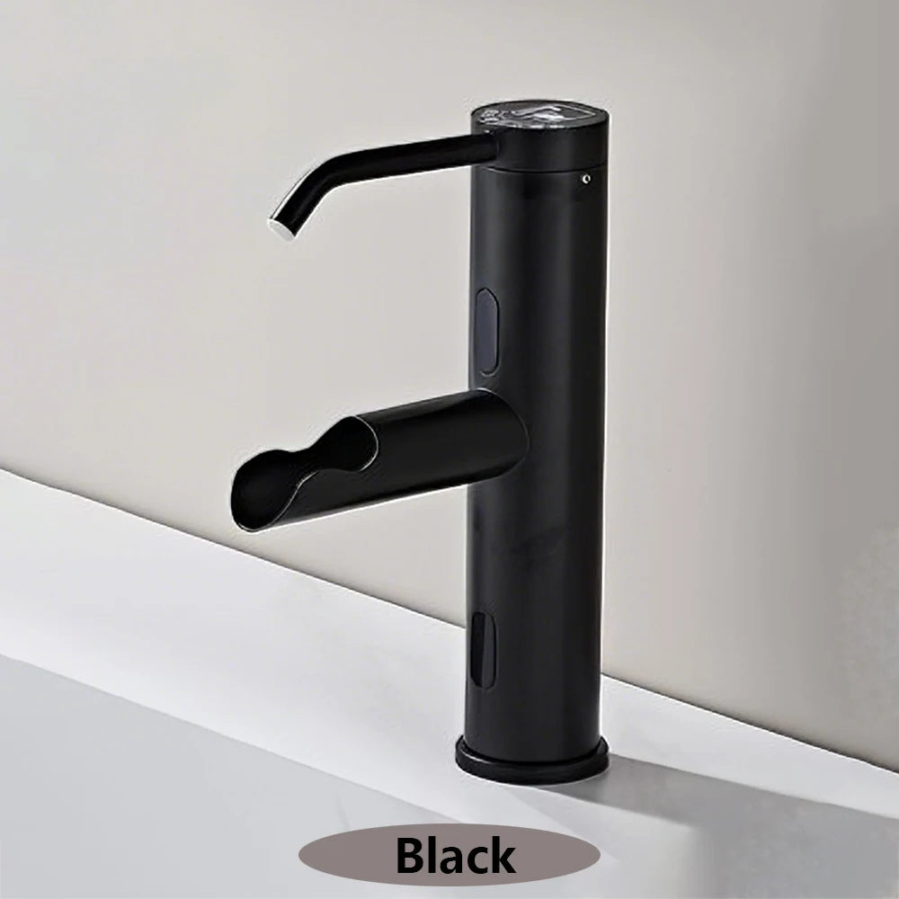 Modern Smart Induction Bathroom Faucet with Soap Dispenser Dual Sensor Washbasin Faucet Automatic Touchless Mixer Basin Sink Tap