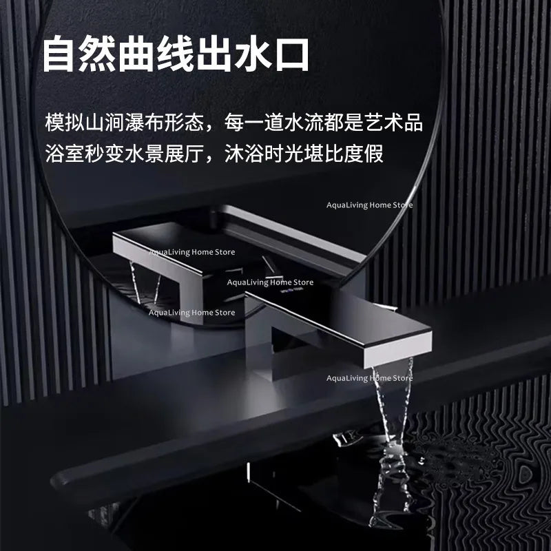 Mirror Washbasin Basin Faucets Intelligent Digital Display Waterfall Basin Faucets Home Improvement Der Wasserhahn YSSLT