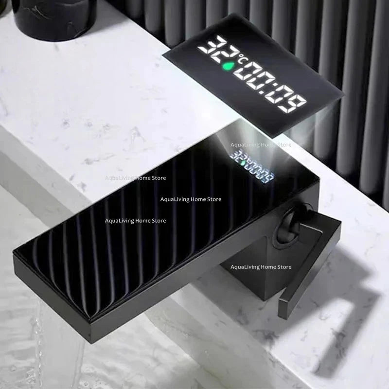 Mirror Washbasin Basin Faucets Intelligent Digital Display Waterfall Basin Faucets Home Improvement Der Wasserhahn YSSLT