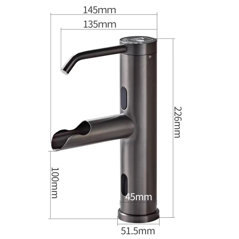 Modern Smart Induction Bathroom Faucet with Soap Dispenser Dual Sensor Washbasin Faucet Automatic Touchless Mixer Basin Sink Tap