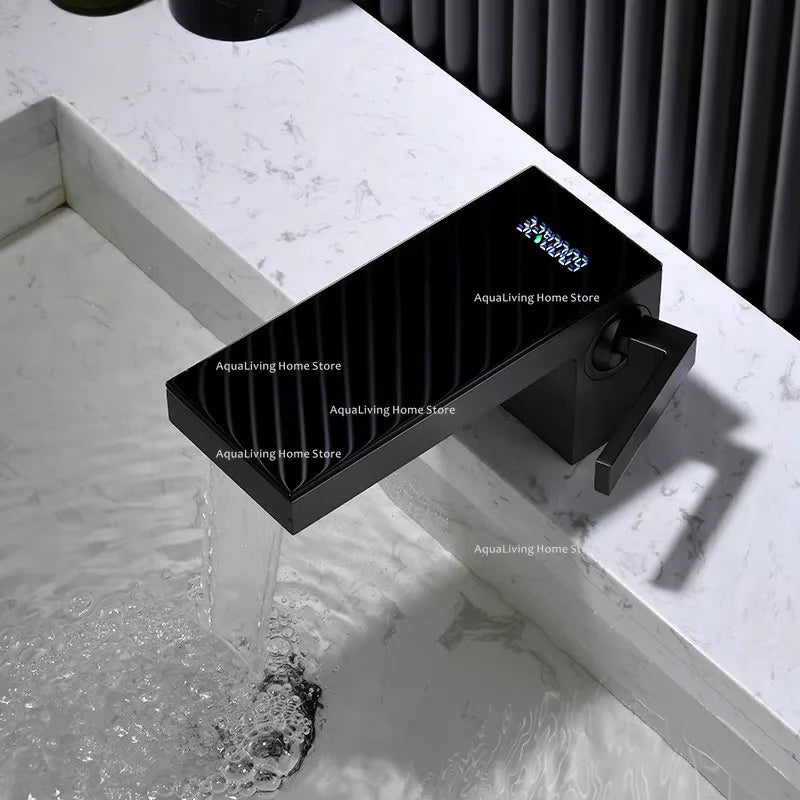Mirror Washbasin Basin Faucets Intelligent Digital Display Waterfall Basin Faucets Home Improvement Der Wasserhahn YSSLT