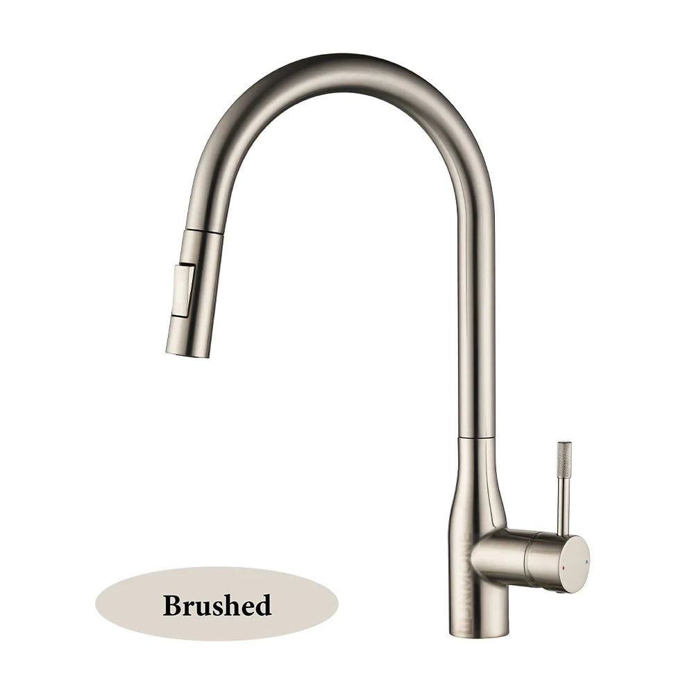 Modern Pull Out Kitchen Sink Faucet 2 Models Stream Sprayer Deck Mounted Kitchen Faucets Nozzle Swivel Hot Cold Water Mixer Taps