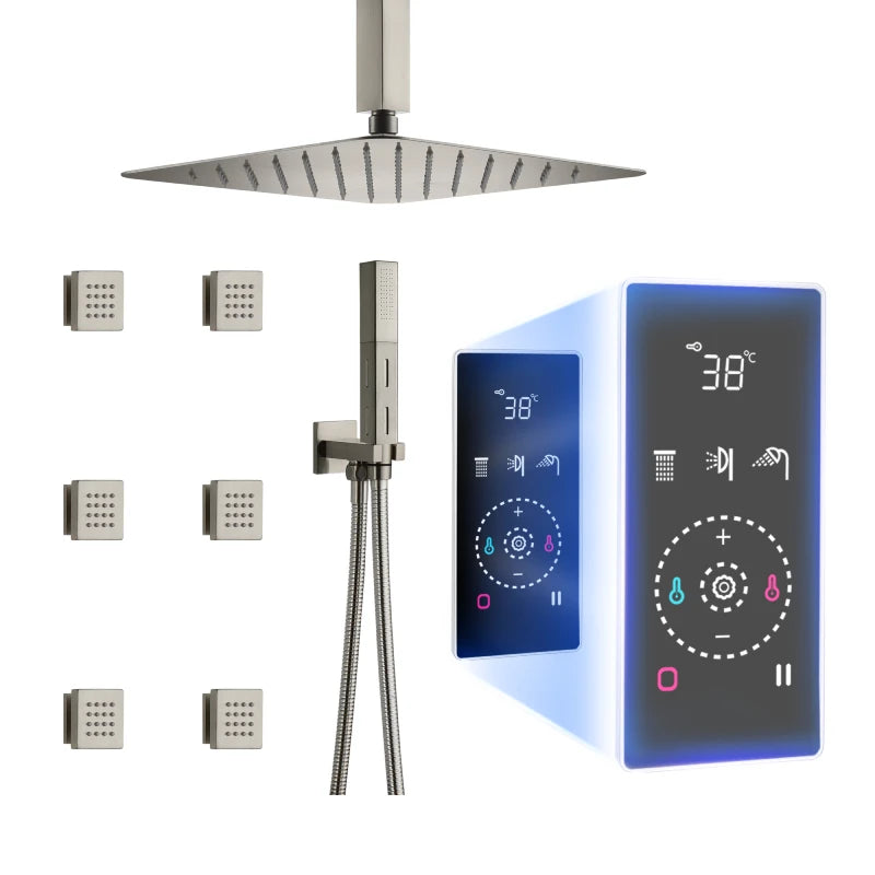 3 Functions Shower Faucet 2 Functions Showerhead Smart Home Shower Touch Digital Display Smart  Panel Shower