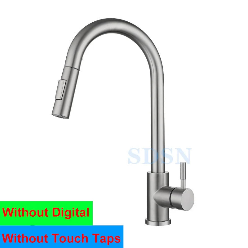 Smart Touch Kitchen Faucet with Motion Sensor Hot Cold Pull Out Kitchen Sink Mixer Tap Digital Touch on Activated Kitchen Faucet