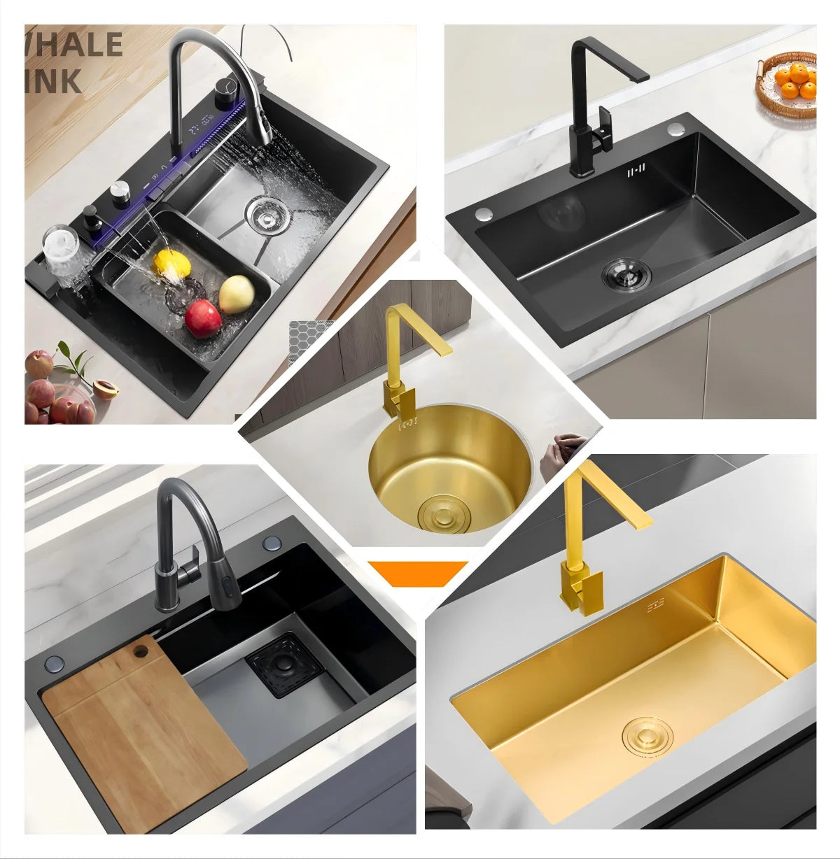 SS201 Stainless Steel Smart Sink Kitchen Waterfall Faucet Honeycomb Grid Design Above Counter Installation Kitchen Faucet Set