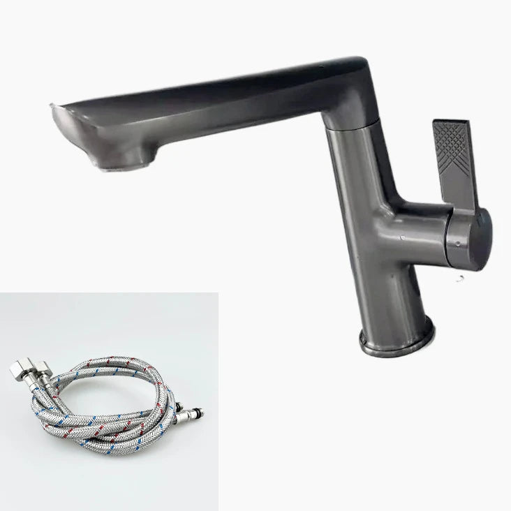 Gun Metal Grey Pull-Out Basin Faucet Single Hole 2 Spray Modes Anti-Splash Swivel Clean Filtered Aerator for Bathroom