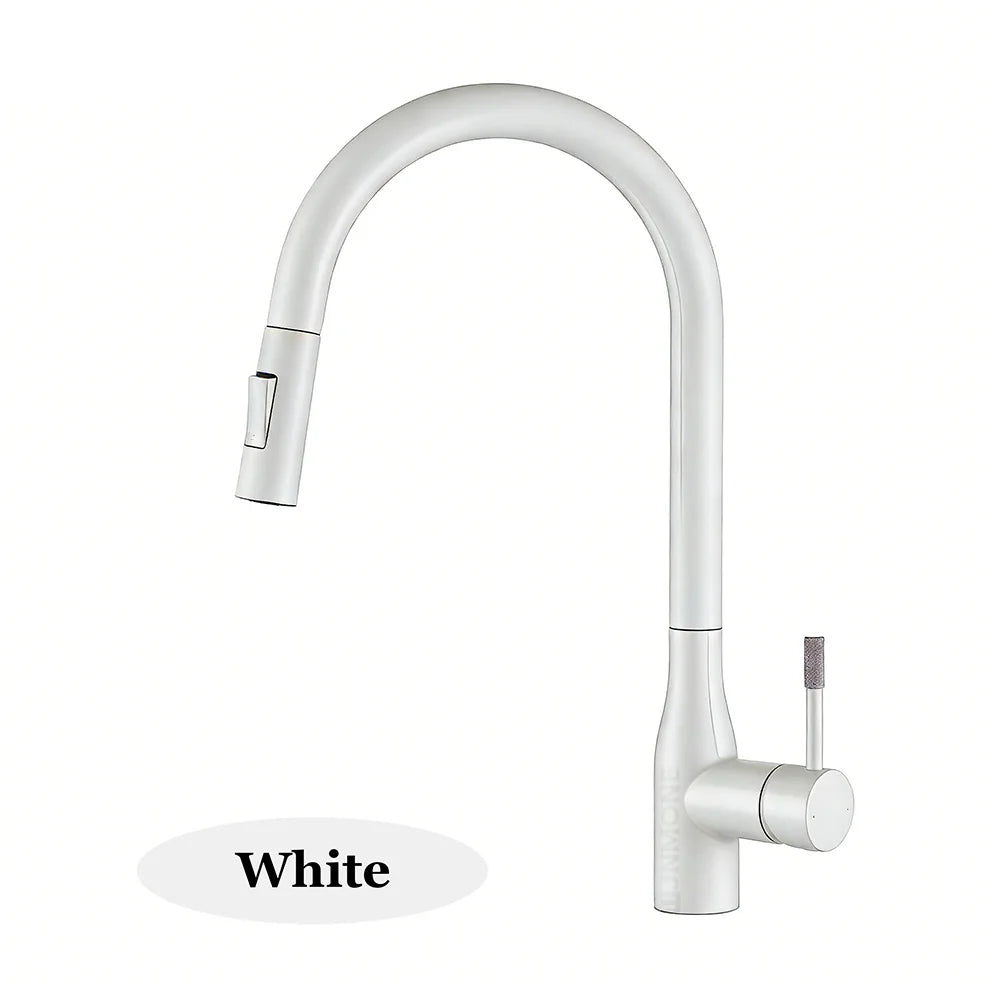 Modern Pull Out Kitchen Sink Faucet 2 Models Stream Sprayer Deck Mounted Kitchen Faucets Nozzle Swivel Hot Cold Water Mixer Taps