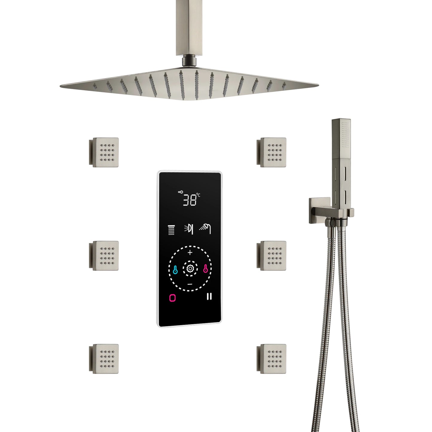 3 Functions Shower Faucet 2 Functions Showerhead Smart Home Shower Touch Digital Display Smart  Panel Shower