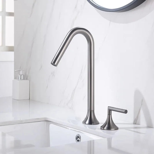Two Handle Tall Brass Faucet Mixer Tap Basin Faucet Torneira Gourmet De Cozinha Hot Cold Water Bathroom Bath Gray Black Chrome