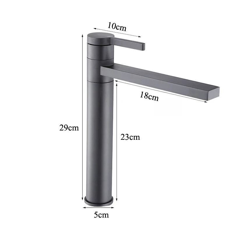 Bathroom Basin Faucet Cold Hot Water Tap Deck Mounted Single Hole & Handle Tall Style Mixer Washbasin Tap Chrome Black Gold