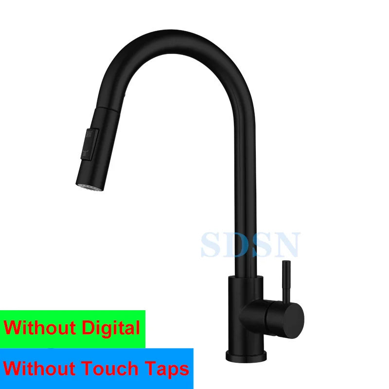 Smart Touch Kitchen Faucet with Motion Sensor Hot Cold Pull Out Kitchen Sink Mixer Tap Digital Touch on Activated Kitchen Faucet