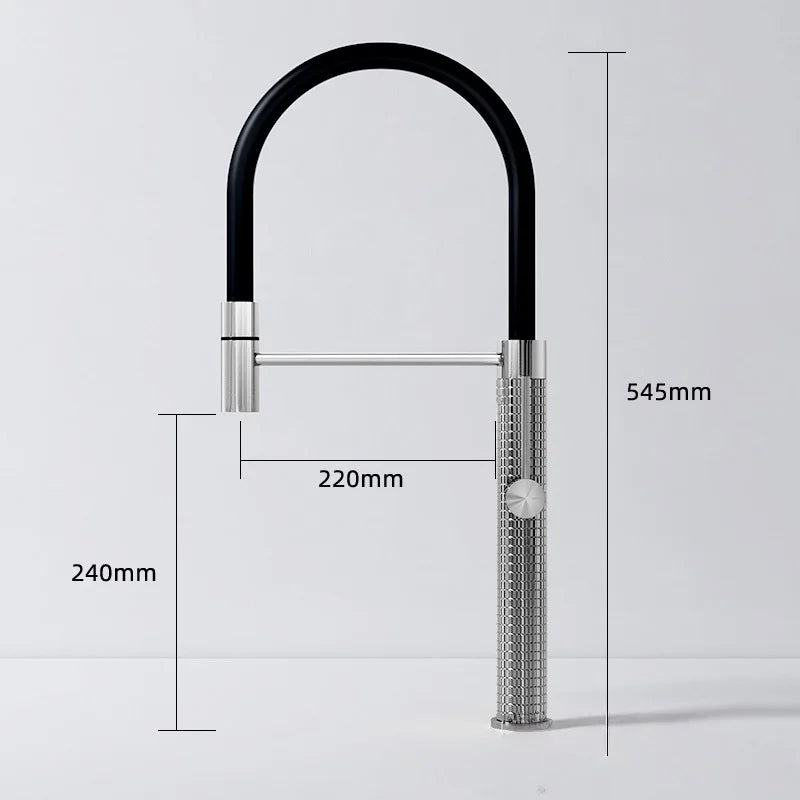 Grey Pull-Down Kitchen Faucet Copper Sink Faucet 360 Degree Sink Faucet Rotating Brushed Gold Sink Faucet  Hot And Cold Faucet