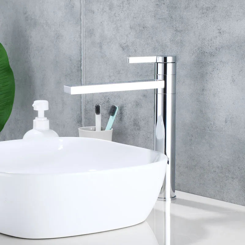 Bathroom Basin Faucet Cold Hot Water Tap Deck Mounted Single Hole & Handle Tall Style Mixer Washbasin Tap Chrome Black Gold