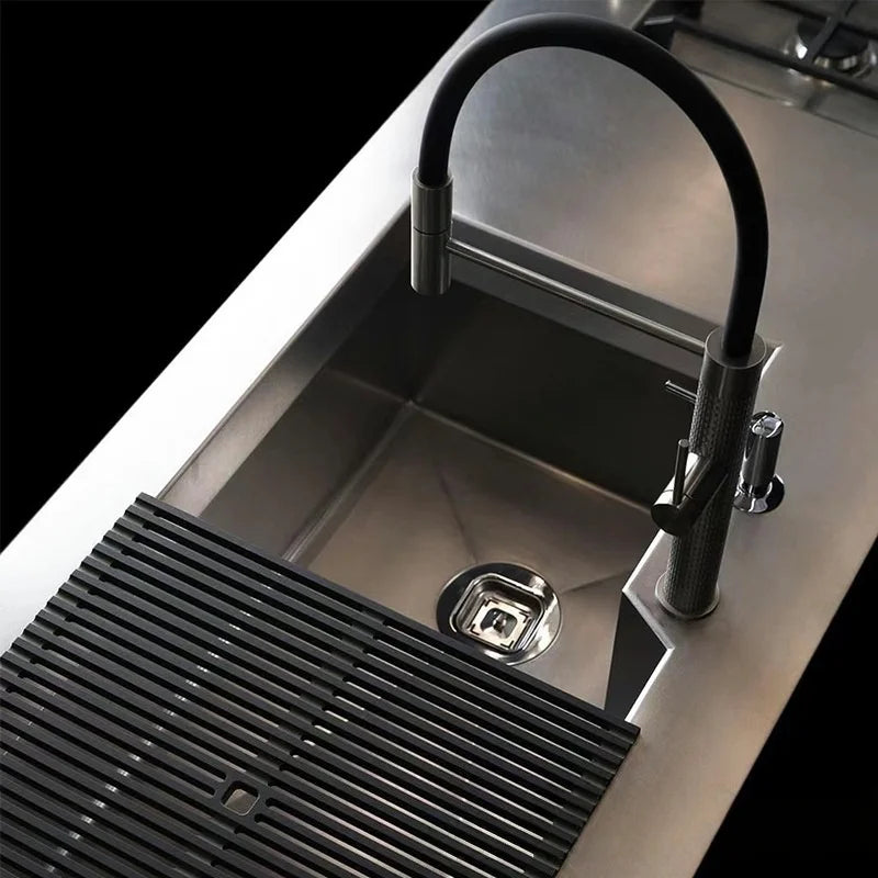 Grey Pull-Down Kitchen Faucet Copper Sink Faucet 360 Degree Sink Faucet Rotating Brushed Gold Sink Faucet  Hot And Cold Faucet