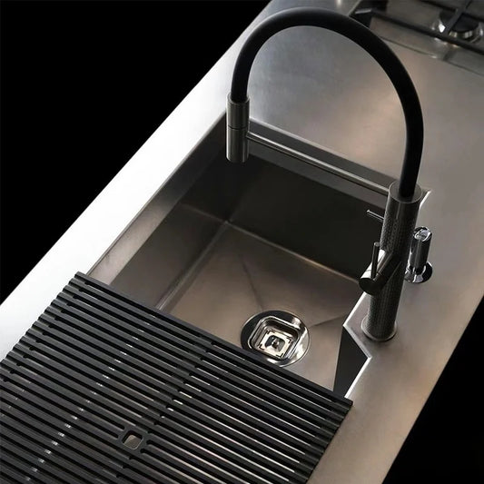 Grey Pull-Down Kitchen Faucet Copper Sink Faucet 360 Degree Sink Faucet Rotating Brushed Gold Sink Faucet  Hot And Cold Faucet