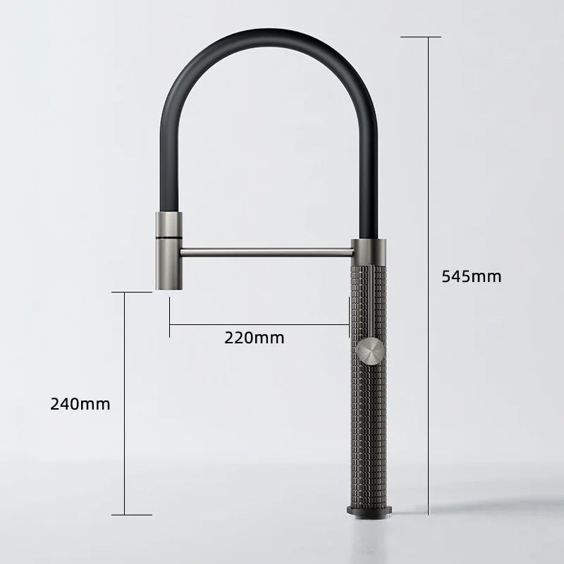Grey Pull-Down Kitchen Faucet Copper Sink Faucet 360 Degree Sink Faucet Rotating Brushed Gold Sink Faucet  Hot And Cold Faucet