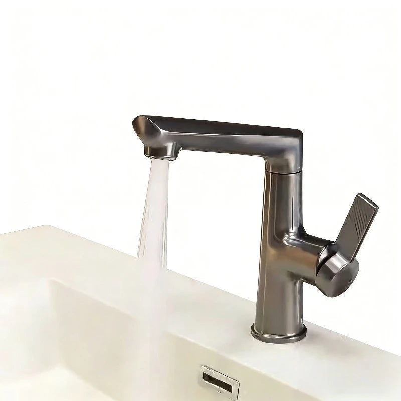 Gun Metal Grey Pull-Out Basin Faucet Single Hole 2 Spray Modes Anti-Splash Swivel Clean Filtered Aerator for Bathroom