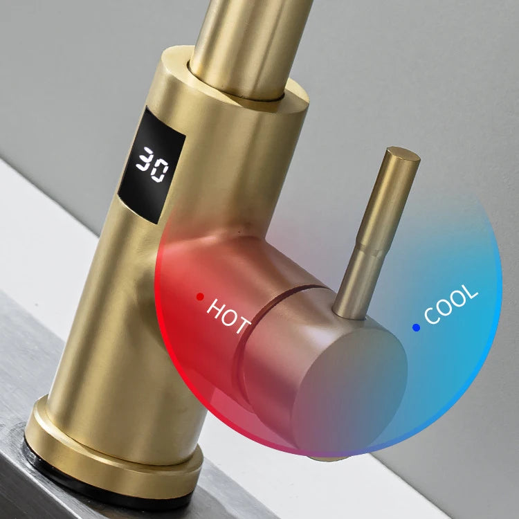 Smart Touch Kitchen Faucet with Motion Sensor Hot Cold Pull Out Kitchen Sink Mixer Tap Digital Touch on Activated Kitchen Faucet