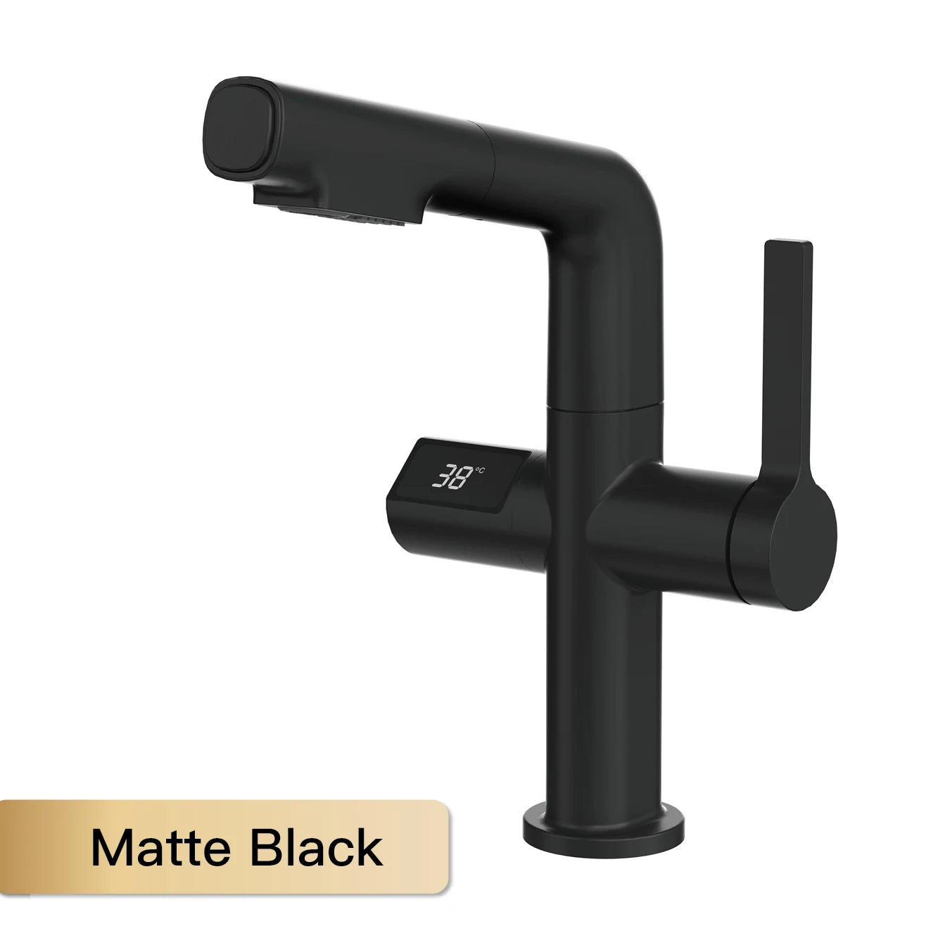 Multi functional black bathroom faucet intelligent induction digital display design cold and hot dual control dial out basin Tap