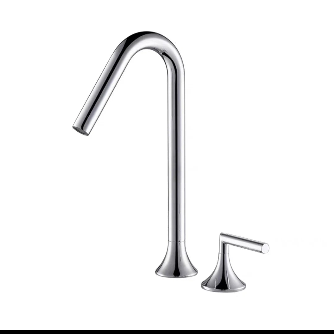 Two Handle Tall Brass Faucet Mixer Tap Basin Faucet Torneira Gourmet De Cozinha Hot Cold Water Bathroom Bath Gray Black Chrome