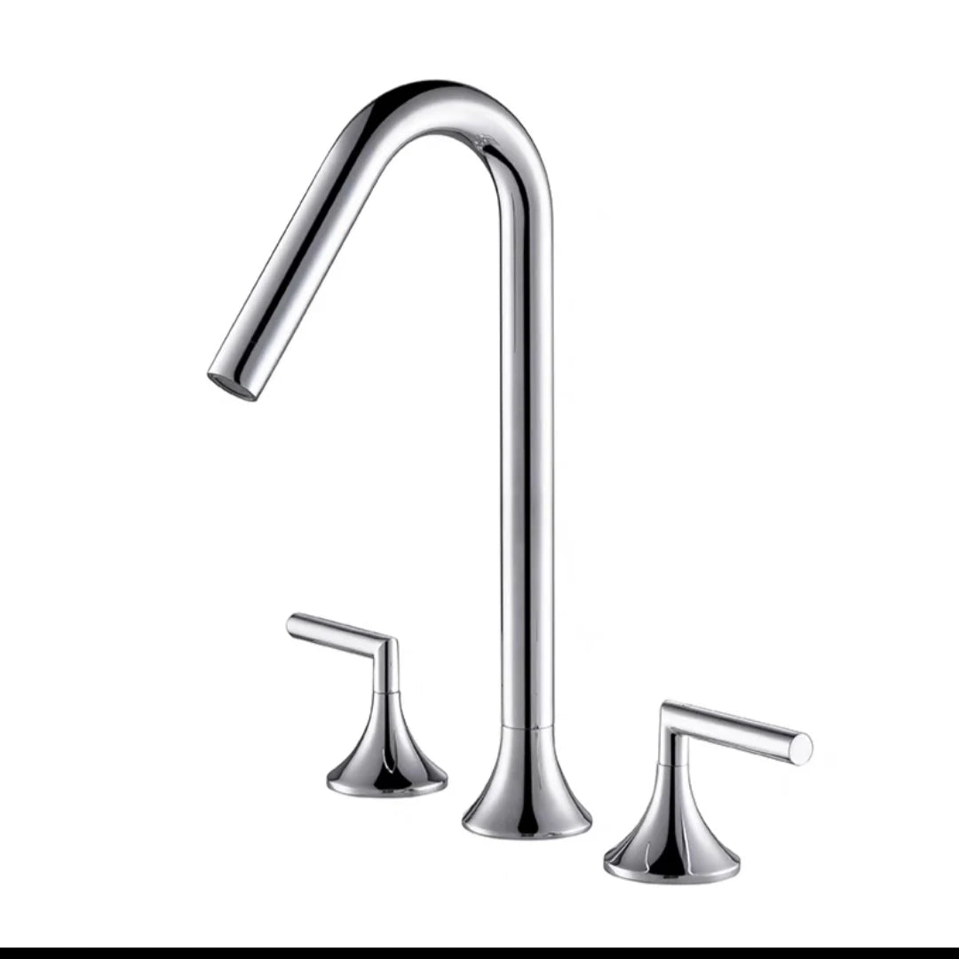 Two Handle Tall Brass Faucet Mixer Tap Basin Faucet Torneira Gourmet De Cozinha Hot Cold Water Bathroom Bath Gray Black Chrome