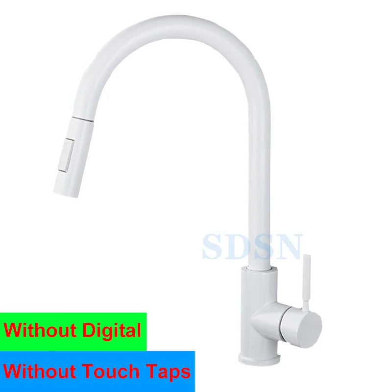 Smart Touch Kitchen Faucet with Motion Sensor Hot Cold Pull Out Kitchen Sink Mixer Tap Digital Touch on Activated Kitchen Faucet