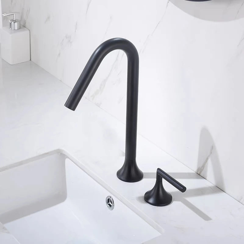 Two Handle Tall Brass Faucet Mixer Tap Basin Faucet Torneira Gourmet De Cozinha Hot Cold Water Bathroom Bath Gray Black Chrome