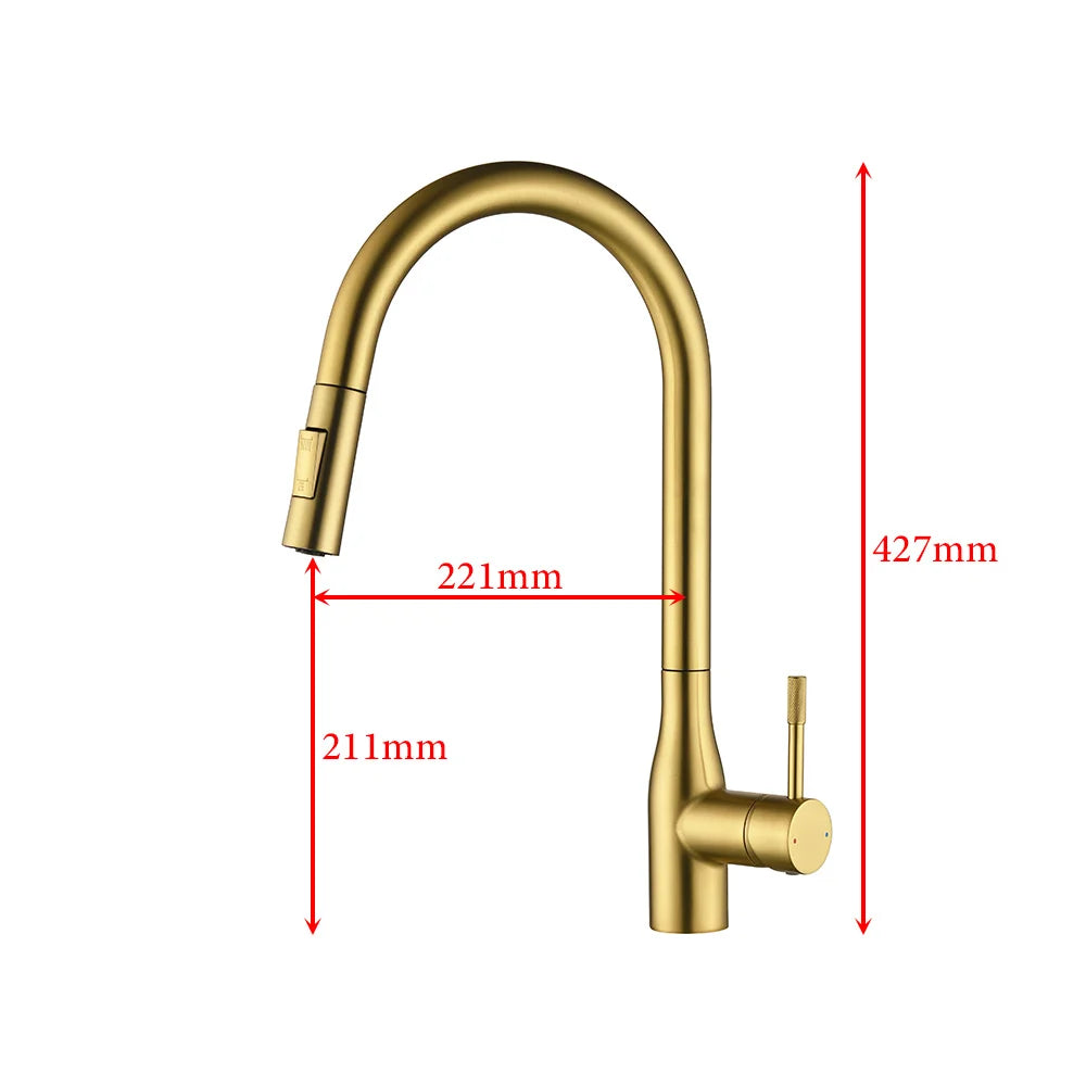 Modern Pull Out Kitchen Sink Faucet 2 Models Stream Sprayer Deck Mounted Kitchen Faucets Nozzle Swivel Hot Cold Water Mixer Taps