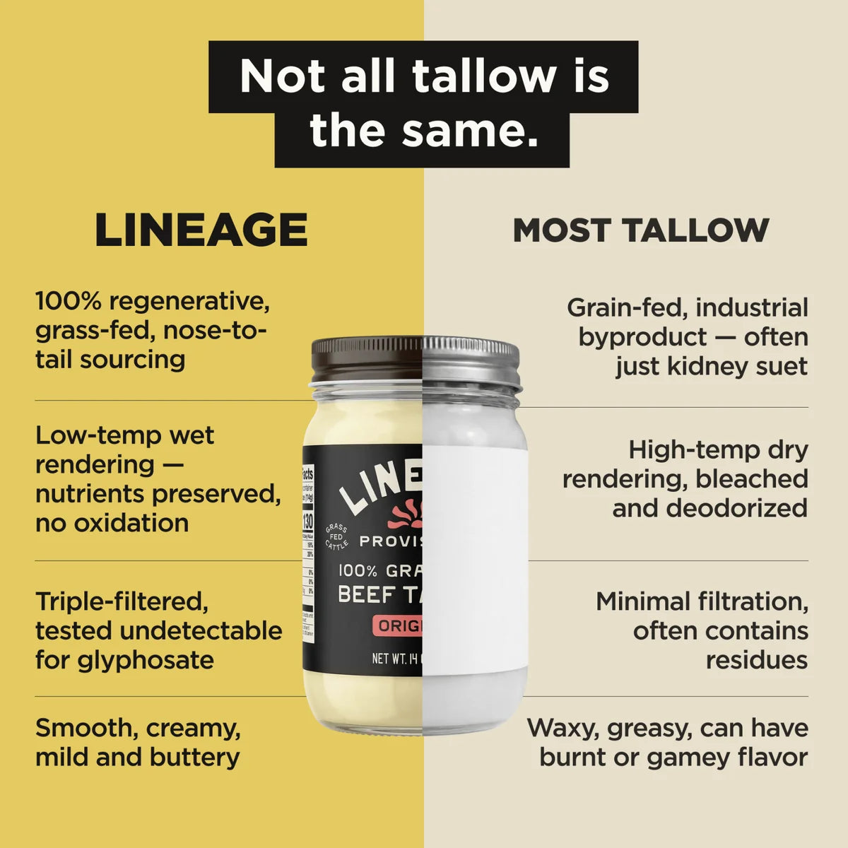 100% Grass-Fed Beef Tallow – Premium Cooking Fat for High-Heat Cooking, Searing, Roasting & Baking – 2 Pack